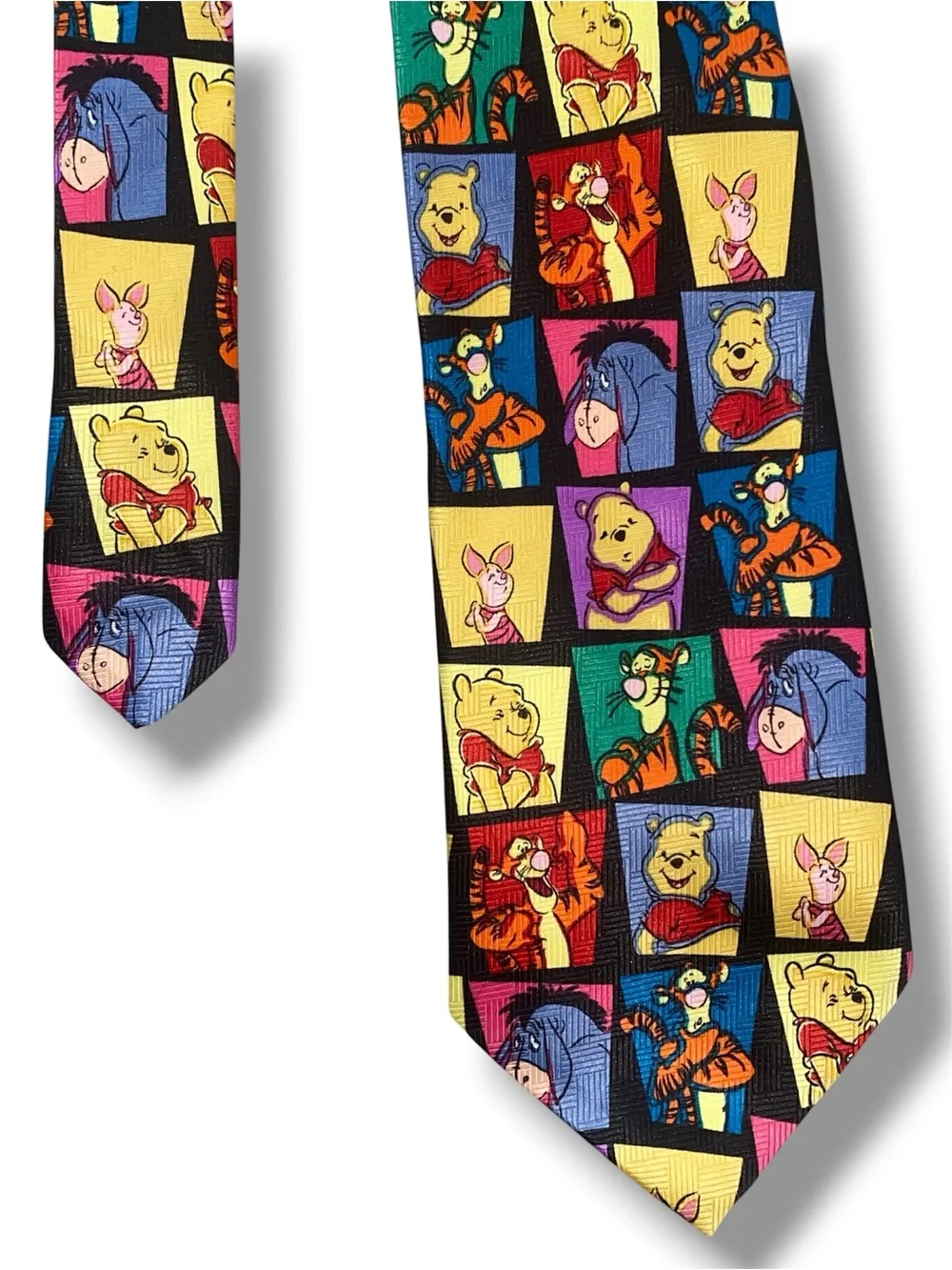 Vintage 90’s Licensed Winnie the Pooh Character Tie - Multicolor Cartoon Squares